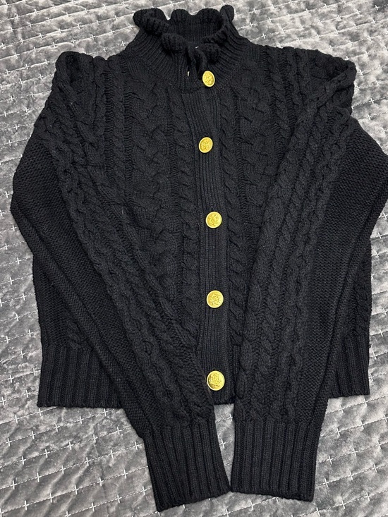 J. Crew Sweaters - NWT J.Crew Black Cable Knit Lambswool Cardigan Sweater Gold Buttons Size M